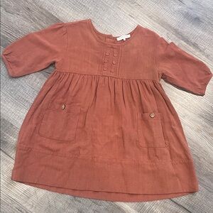 Girls Blu Pony Vintage size 4 Rust Orange linen/cotton Dress